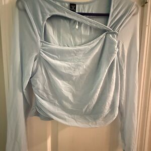 Women’s size 1XL SHEIN Blue Asymmetrical Ruched Blouse